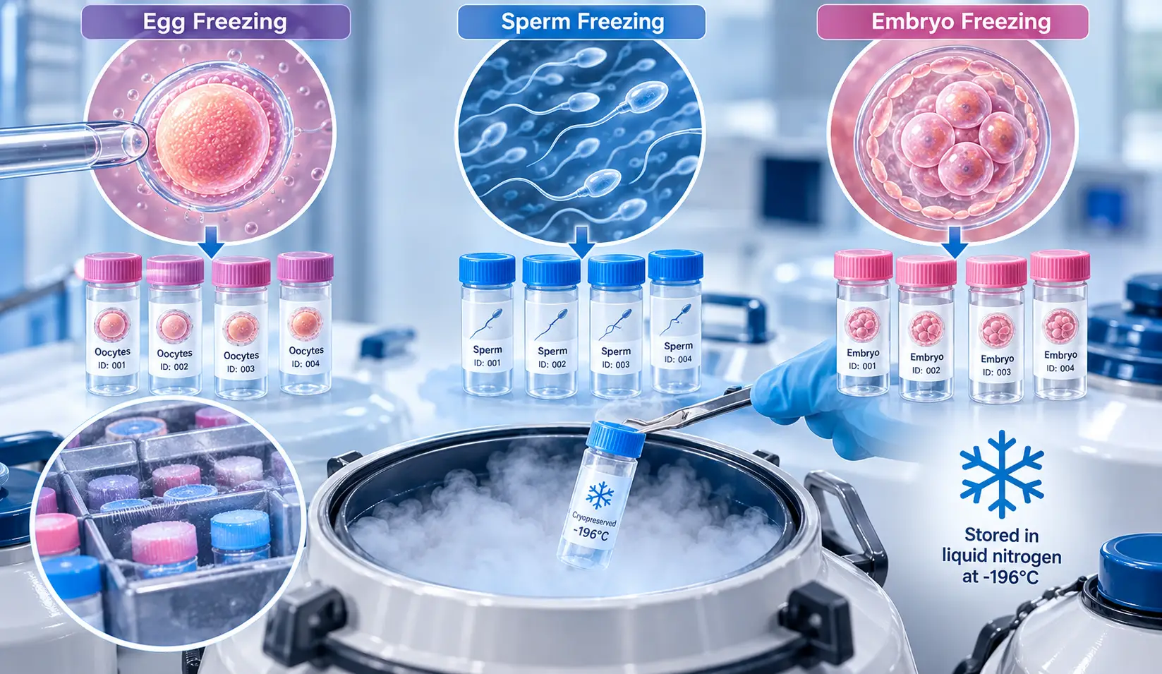 Congélation des ovocytes, spermatozoïdes et embryons
